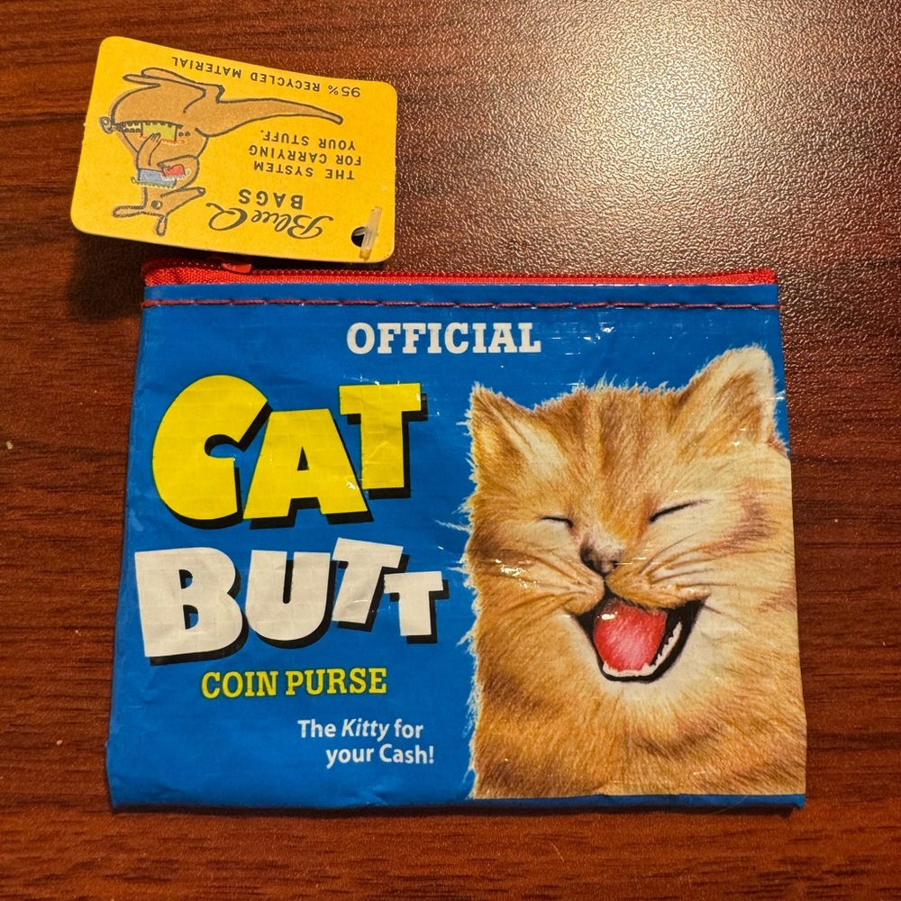 Cat Butt Coin Purse - Blue and Red - Picture 2 of 6